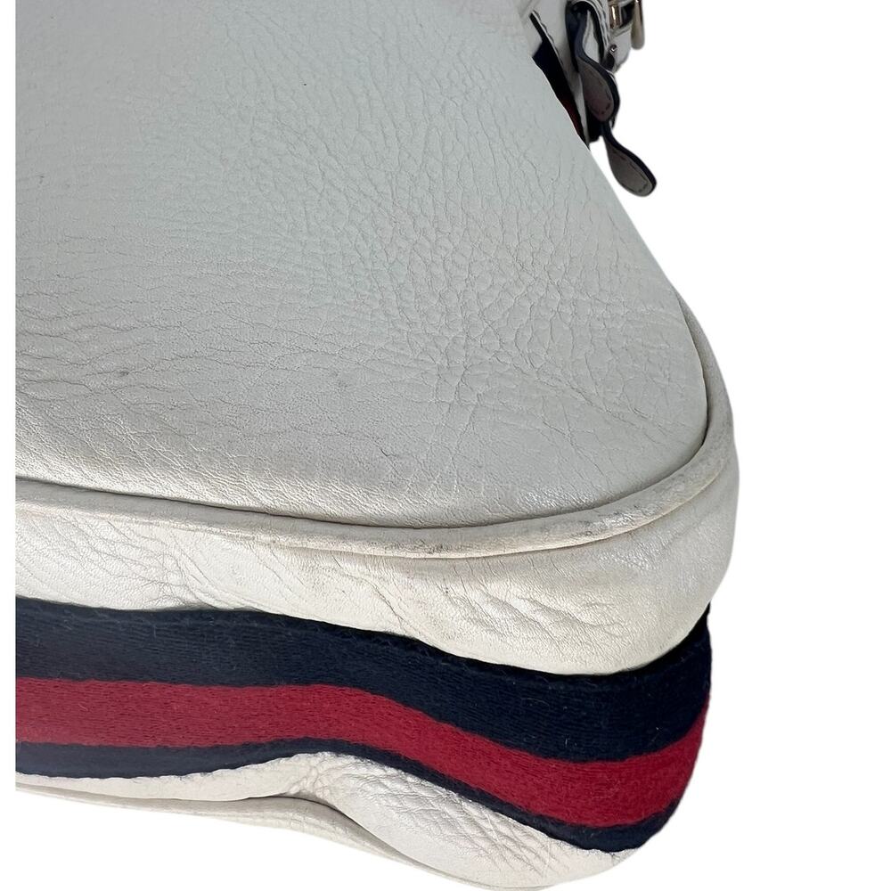 Gucci Vintage Web Leather Heritage Hobo Bag White Shoulder Bag - Picture 11 of 16